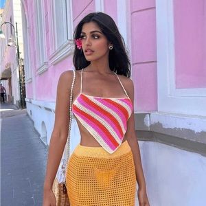 PepperMayo Cancun Crochet Halter Top